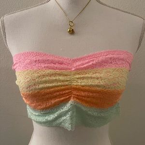 NEW Multi-color crop lace strapless bra bralette top